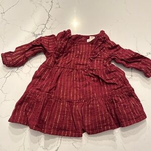 Cat & Jack Burgundy and Gold Striped Kids Dress